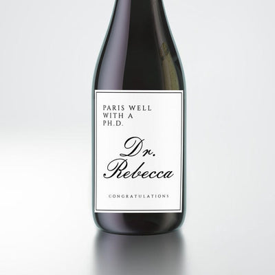 PhD Graduation Wine Bottle Labels, Funny Doctorate Degree Gift, Class of 2025 Grad Party Decor, Custom Graduation Favor, Congrats Stickers