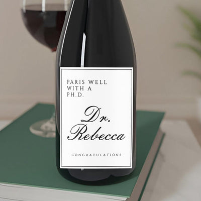 PhD Graduation Wine Bottle Labels, Funny Doctorate Degree Gift, Class of 2025 Grad Party Decor, Custom Graduation Favor, Congrats Stickers