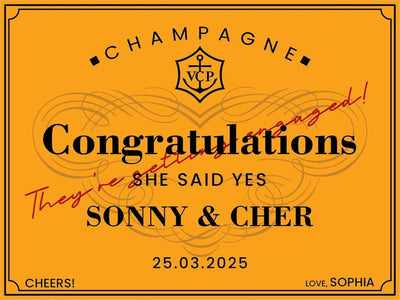 Custom Veuve Clicquot Champagne Label, Engagement Gift, Bachelorette Favor, Bridal Shower Wine Sticker, Bridesmaid Proposal, Wedding Decor