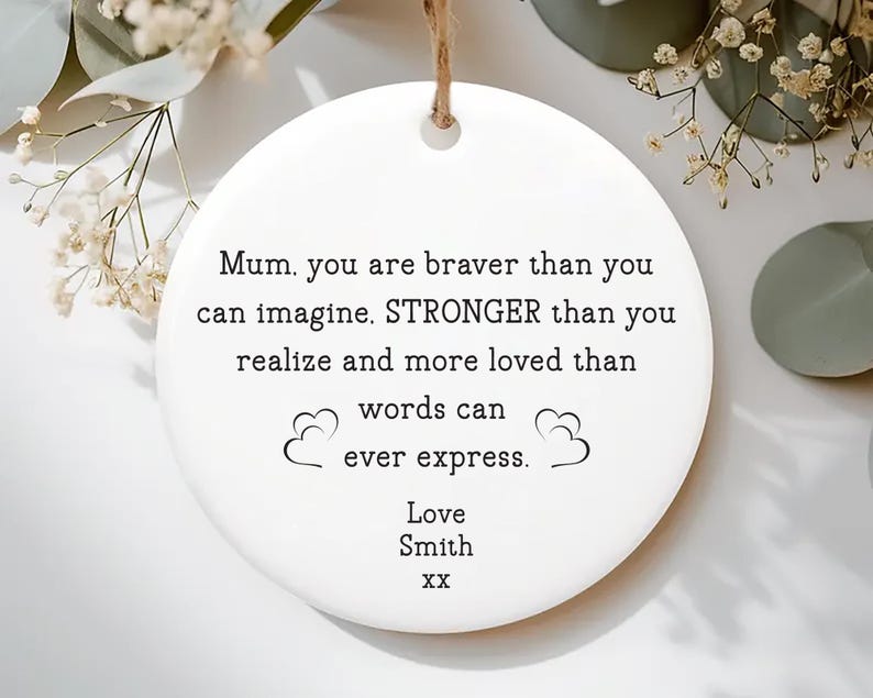 Mum Ornament, Ceramic Keepsake Gift, Mother’s Day Gift for Mum, Birthday Gift for Mom, Thank You Mum Present, Sentimental Gift for Her