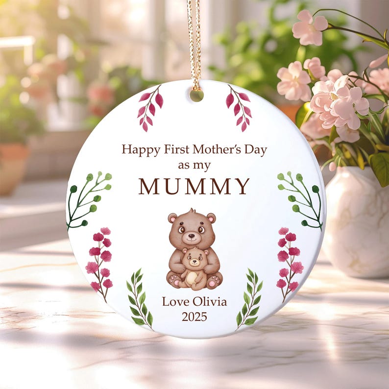 First Mother’s Day Ornament, Ceramic Keepsake Gift, New Mummy Personalized Gift, Mama Mom Mam Mother’s Day Present, Gift from Baby