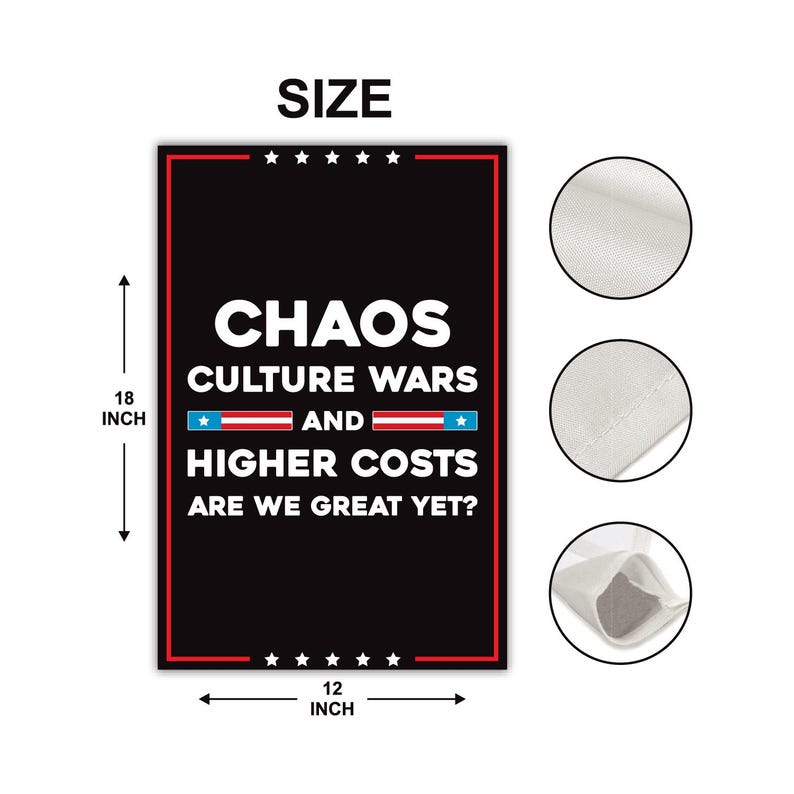Chaos - Anti-MAGA Garden Flag, Double-Sided, Resist Hate Flag, Anti-Trump Flag, Women's Rights, Resist Racism, Resist Fascism Flag