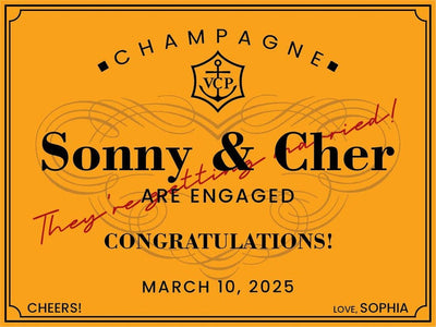 Custom Veuve Clicquot Champagne Label, Engagement Gift, Bachelorette Favor, Bridal Shower Wine Sticker, Bridesmaid Proposal, Wedding Decor