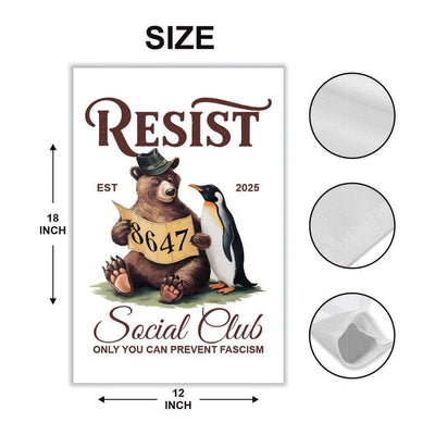 Bears Penguins RESIST Garden Flag, 12x18 Inch Double Sided, Resist Hate Flag, Anti-Trump, Funny Anti-Trump Anti-Elon Flag, Political Flag