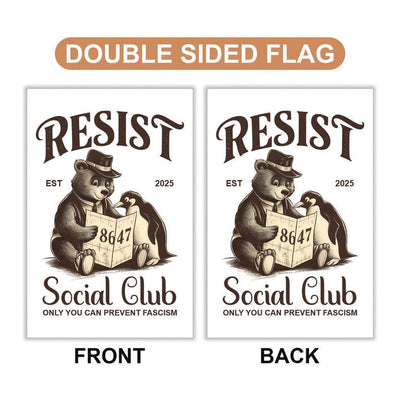 Bears Penguins RESIST Garden Flag, 12x18 Inch Double Sided, Resist Hate Flag, Anti-Trump, Funny Anti-Trump Anti-Elon Flag, Political Flag