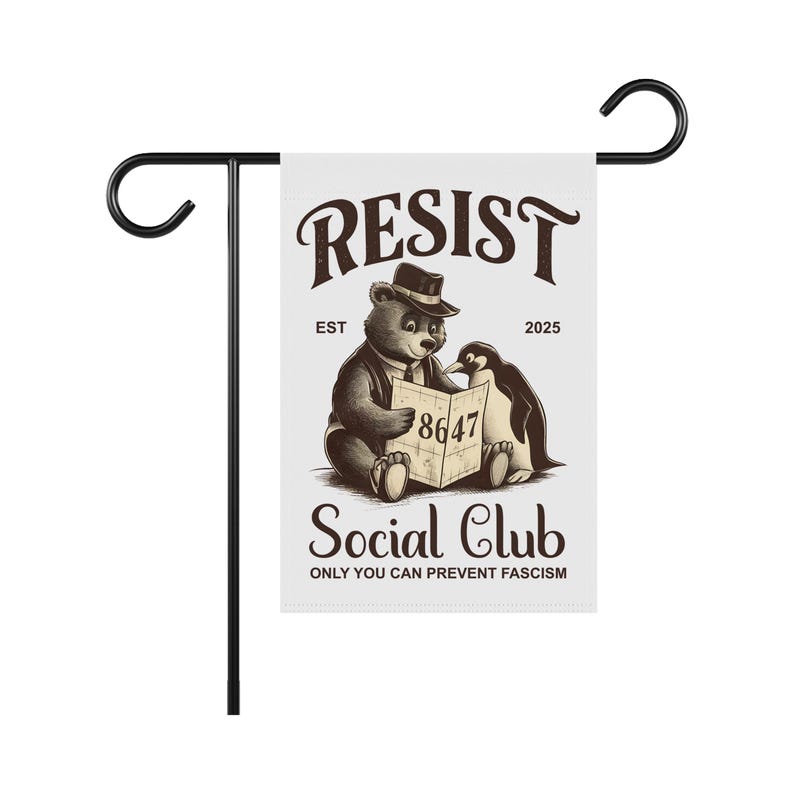 Bears Penguins RESIST Garden Flag, 12x18 Inch Double Sided, Resist Hate Flag, Anti-Trump, Funny Anti-Trump Anti-Elon Flag, Political Flag