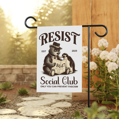 Bears Penguins RESIST Garden Flag, 12x18 Inch Double Sided, Resist Hate Flag, Anti-Trump, Funny Anti-Trump Anti-Elon Flag, Political Flag