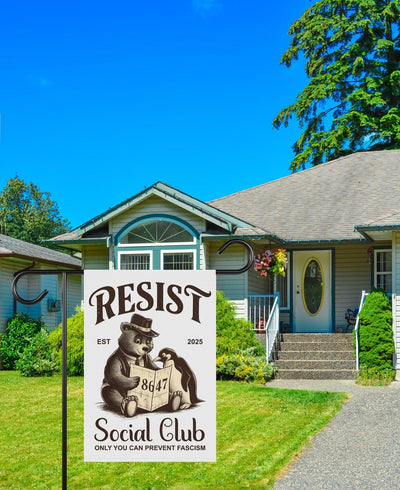 Bears Penguins RESIST Garden Flag, 12x18 Inch Double Sided, Resist Hate Flag, Anti-Trump, Funny Anti-Trump Anti-Elon Flag, Political Flag