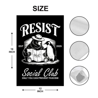 Bears Penguins RESIST Garden Flag, 12x18 Inch Double Sided, Resist Hate Flag, Anti-Trump, Funny Anti-Trump Anti-Elon Flag, Political Flag