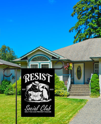 Bears Penguins RESIST Garden Flag, 12x18 Inch Double Sided, Resist Hate Flag, Anti-Trump, Funny Anti-Trump Anti-Elon Flag, Political Flag