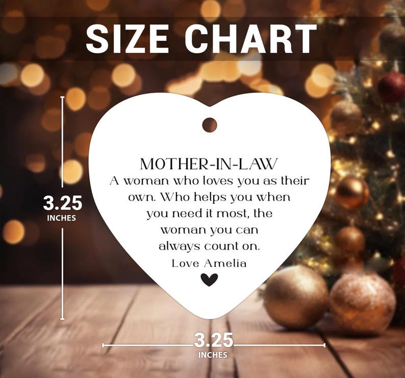 Personalized Mother-in-law Ornament, Ceramic Keepsake Gift, Mother-in-law Birthday Gift, Mother in Law Holiday Decor, Thank You Ornament