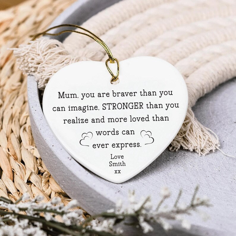Mum Ornament, Ceramic Keepsake Gift, Mother’s Day Gift for Mum, Birthday Gift for Mom, Thank You Mum Present, Sentimental Gift for Her