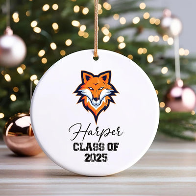 Custom University Ornament, Graduation College Ceramic Keepsake, Class of 2025 Gift, College Logo Ornament, Personalized Graduate Decor