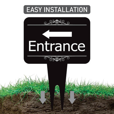 Entrance Yard Sign 10” x 14” - Rust-free Aluminum Directional Entrance Sign for Front Door
