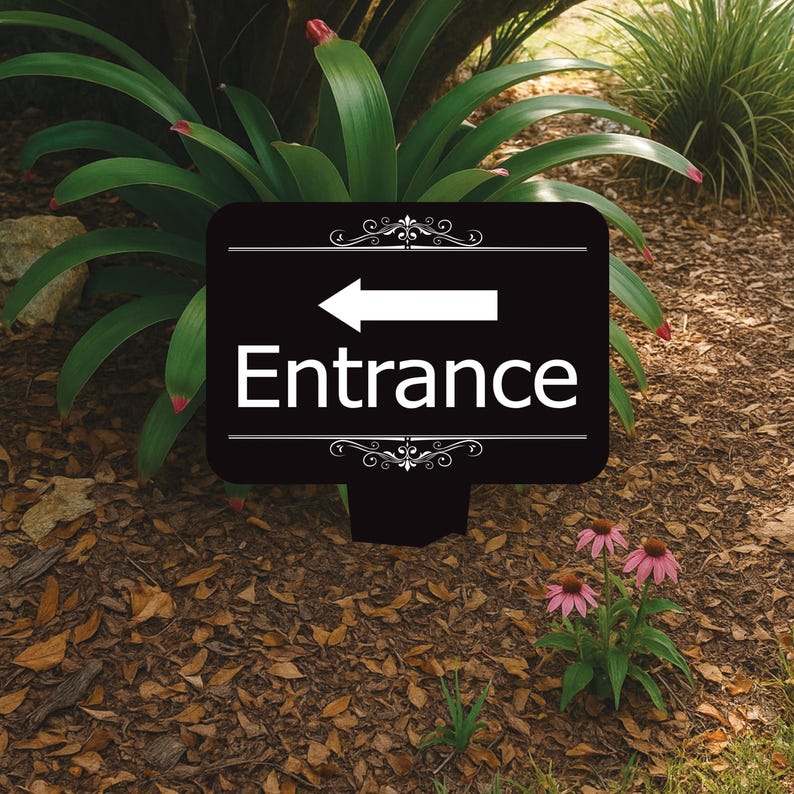 Entrance Yard Sign 10” x 14” - Rust-free Aluminum Directional Entrance Sign for Front Door