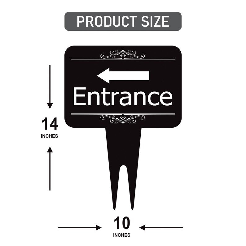 Entrance Yard Sign 10” x 14” - Rust-free Aluminum Directional Entrance Sign for Front Door