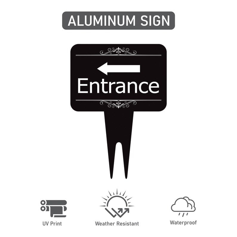 Entrance Yard Sign 10” x 14” - Rust-free Aluminum Directional Entrance Sign for Front Door