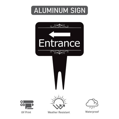 Entrance Yard Sign 10” x 14” - Rust-free Aluminum Directional Entrance Sign for Front Door