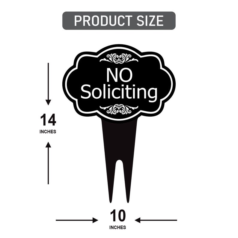 No Soliciting Yard Sign, Rust-Free Aluminum Lawn Sign with Stake, 10x14 Outdoor Front Door Sign