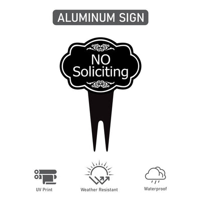 No Soliciting Yard Sign, Rust-Free Aluminum Lawn Sign with Stake, 10x14 Outdoor Front Door Sign