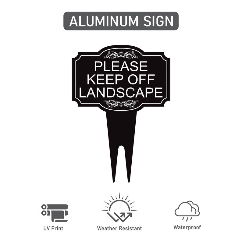 Please Keep Off Landscape Yard Sign 10” x 14” - Rust-free Aluminum Stay Off Grass Sign for Lawn