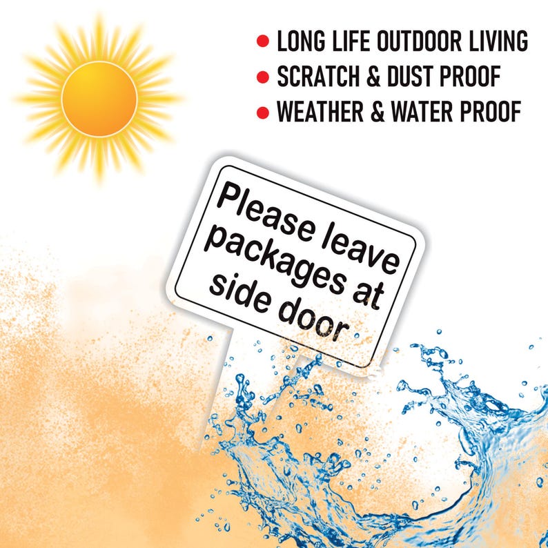Please Leave Packages at Side Door Yard Sign 10” x 14” - Rust-free Aluminum