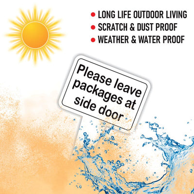 Please Leave Packages at Side Door Yard Sign 10” x 14” - Rust-free Aluminum