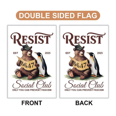 Bears Penguins RESIST Garden Flag, 12x18 Inch Double Sided, Resist Hate Flag, Anti-Trump, Funny Anti-Trump Anti-Elon Flag, Political Flag