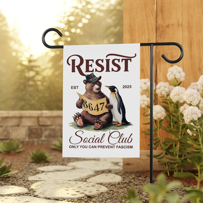 Bears Penguins RESIST Garden Flag, 12x18 Inch Double Sided, Resist Hate Flag, Anti-Trump, Funny Anti-Trump Anti-Elon Flag, Political Flag