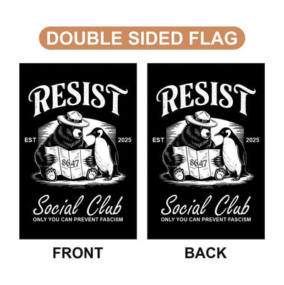 Bears Penguins RESIST Garden Flag, 12x18 Inch Double Sided, Resist Hate Flag, Anti-Trump, Funny Anti-Trump Anti-Elon Flag, Political Flag