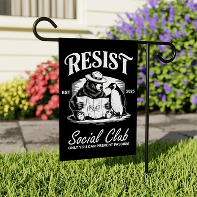Bears Penguins RESIST Garden Flag, 12x18 Inch Double Sided, Resist Hate Flag, Anti-Trump, Funny Anti-Trump Anti-Elon Flag, Political Flag