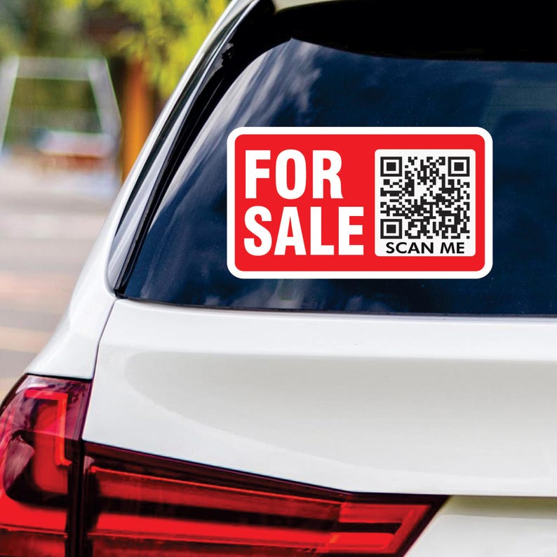 Custom for Sale Sign Car, Sale Vinyl Sticker for Real Estate, Business, Personalized QR Code Decal, Advertise Your Items Sticker, 14" x 8"