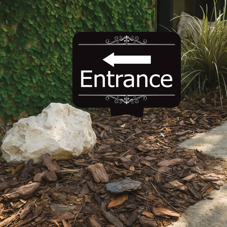 Entrance Yard Sign 10” x 14” - Rust-free Aluminum Directional Entrance Sign for Front Door