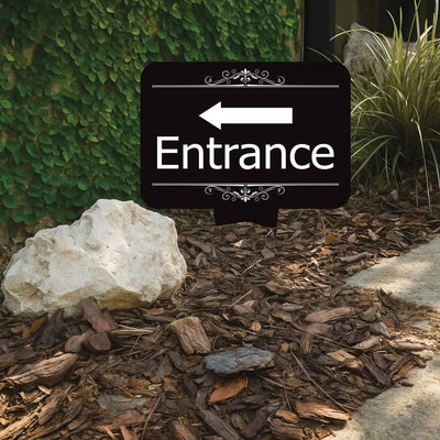 Entrance Yard Sign 10” x 14” - Rust-free Aluminum Directional Entrance Sign for Front Door