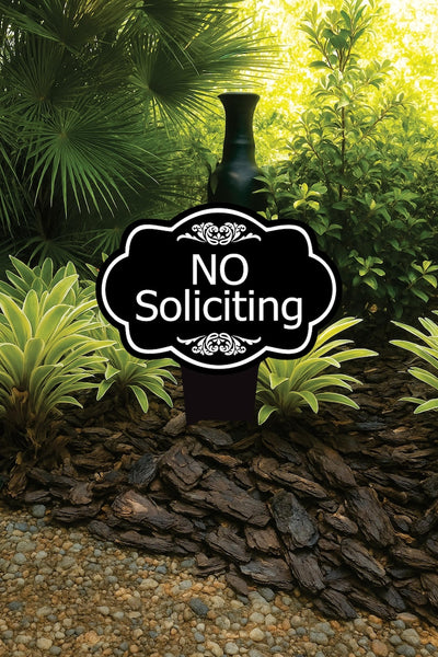No Soliciting Yard Sign, Rust-Free Aluminum Lawn Sign with Stake, 10x14 Outdoor Front Door Sign