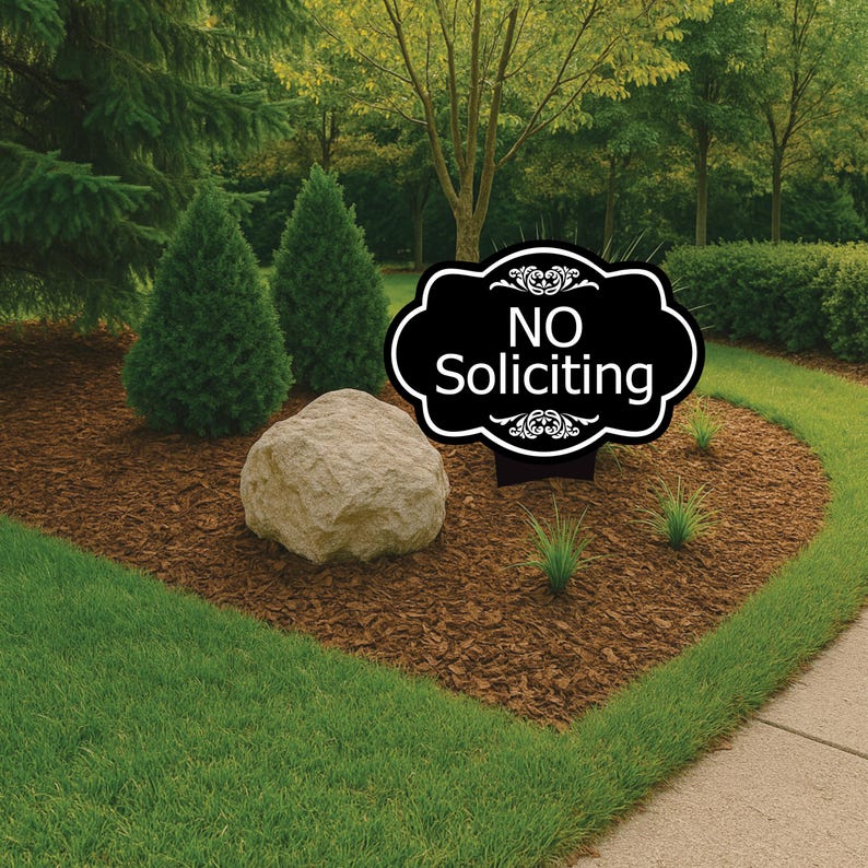 No Soliciting Yard Sign, Rust-Free Aluminum Lawn Sign with Stake, 10x14 Outdoor Front Door Sign