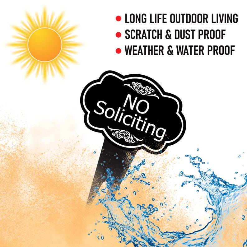 No Soliciting Yard Sign, Rust-Free Aluminum Lawn Sign with Stake, 10x14 Outdoor Front Door Sign
