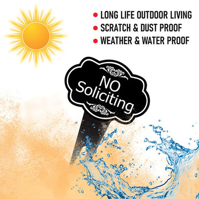 No Soliciting Yard Sign, Rust-Free Aluminum Lawn Sign with Stake, 10x14 Outdoor Front Door Sign