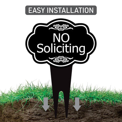 No Soliciting Yard Sign, Rust-Free Aluminum Lawn Sign with Stake, 10x14 Outdoor Front Door Sign