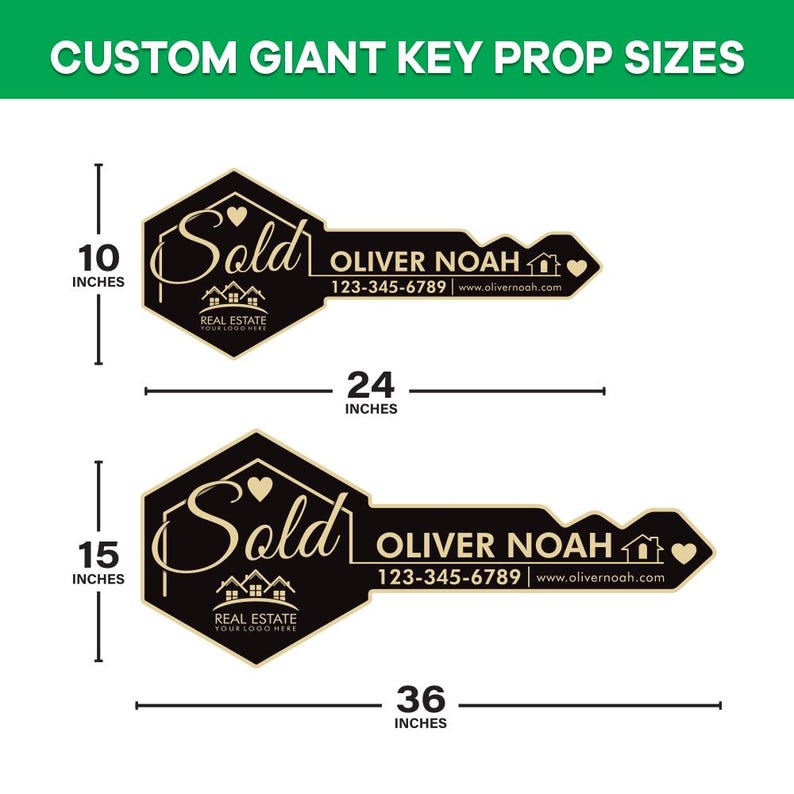 Personalized Real Estate Marketing Key Cutout Sign, Customized Realtor Social Media Photo Props, Realtor Key Sign, Customized Just Sold Key
