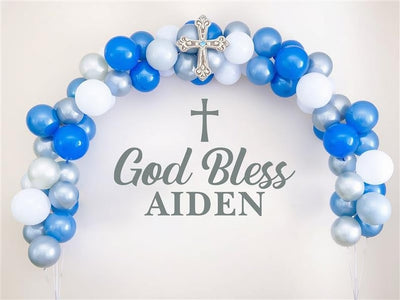 Personalized Name and Cross Wall Decal, Custom Baptism Vinyl Sticker