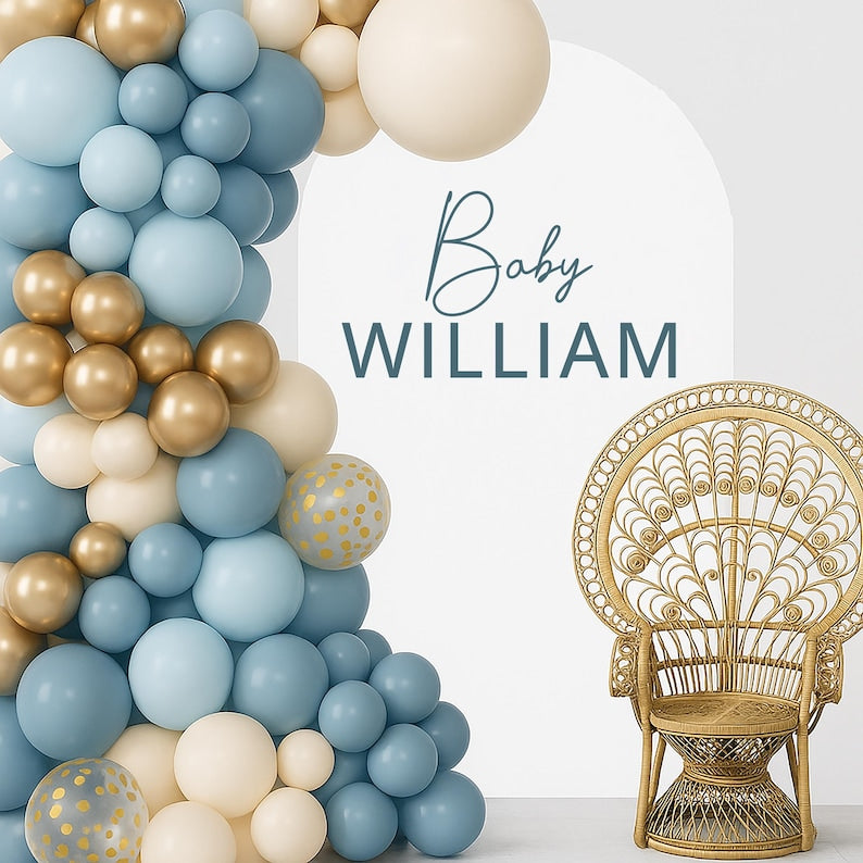 Personalized Gender Reveal Wall Decal, Gender Reveal Party Backdrop Custom Name Baby Shower Sticker
