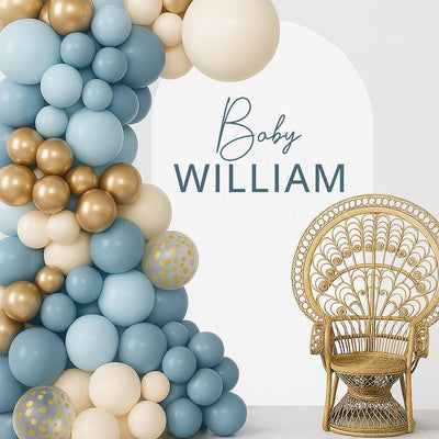 Personalized Gender Reveal Wall Decal, Gender Reveal Party Backdrop Custom Name Baby Shower Sticker