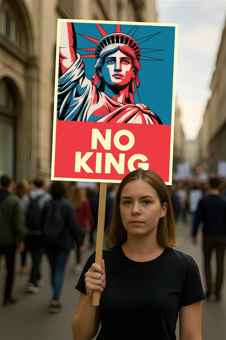 No Kings In America Protest Sign, Anti-Trump Resistance, Political Activist Poster, Rally Sign, Resist Fascism Protest Poster