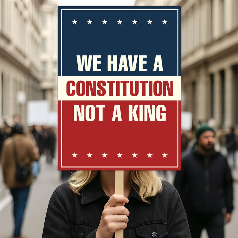No Kings In America Protest Sign, Anti-Trump Resistance, Political Activist Poster, Rally Sign, Resist Fascism Protest Poster