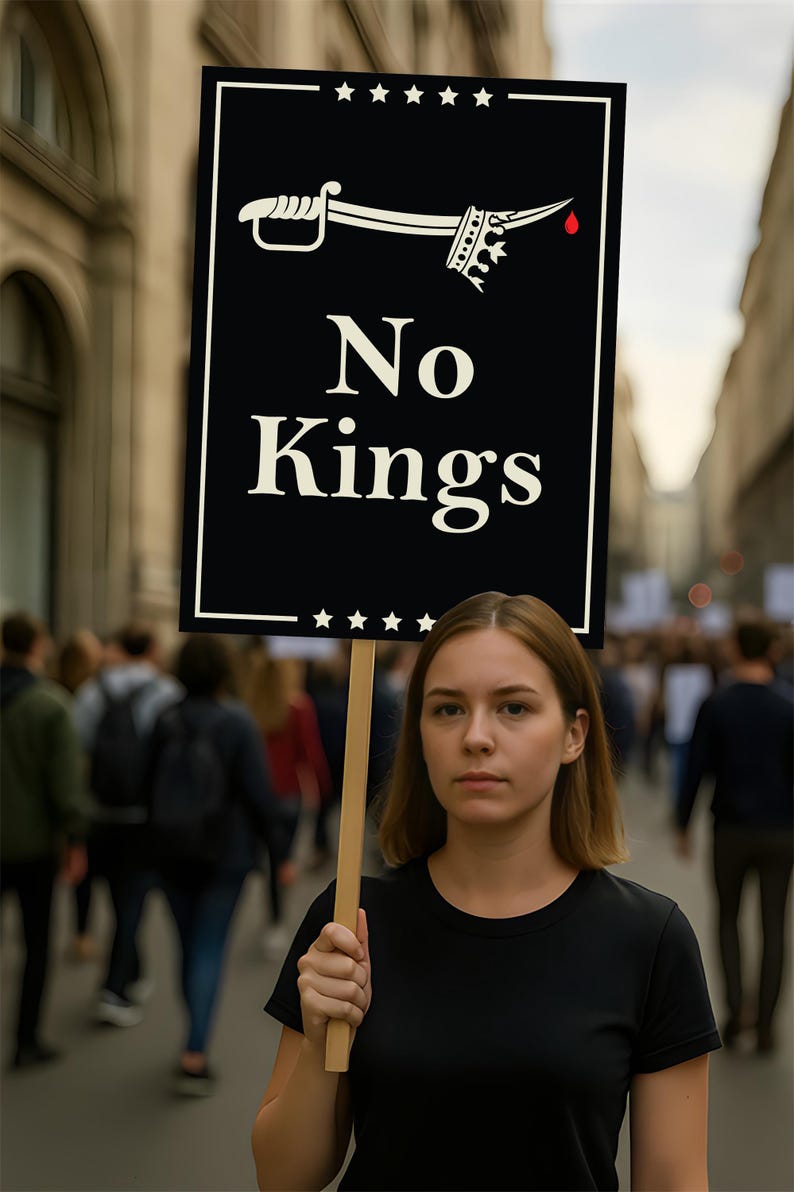 We The People, No Kings in America Protest Sign, Anti-Trump Resistance, Political Activist Poster, Resist Fascism Rally Sign