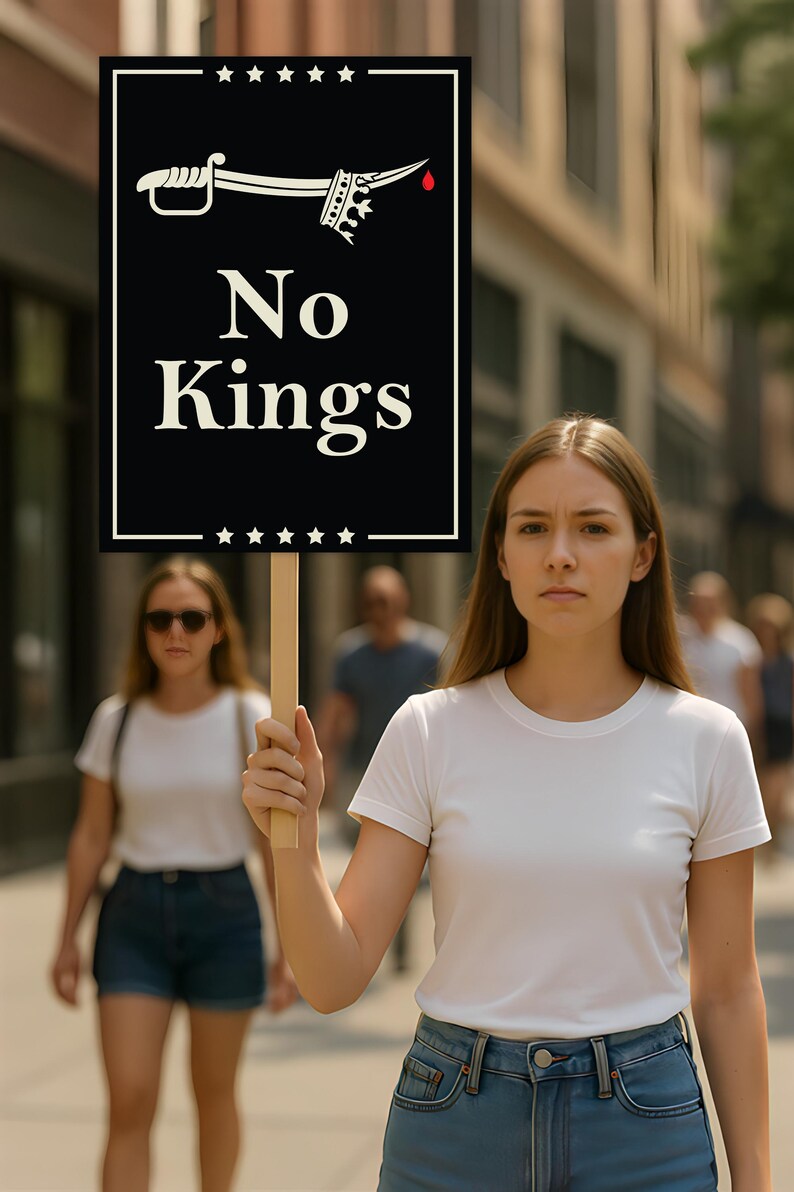 We The People, No Kings in America Protest Sign, Anti-Trump Resistance, Political Activist Poster, Resist Fascism Rally Sign