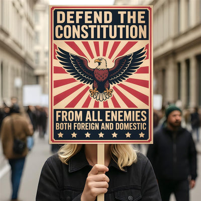 Defend the Constitution Protest Sign, Anti-Trump Resistance, Political Activist Poster, Rally Sign, Resist Fascism Protest Poster