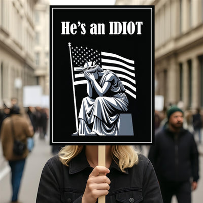 He is an IDIOT Protest Sign, Anti-Trump Resistance, Political Activist Poster, Rally Sign, Resist Fascism Protest Poster