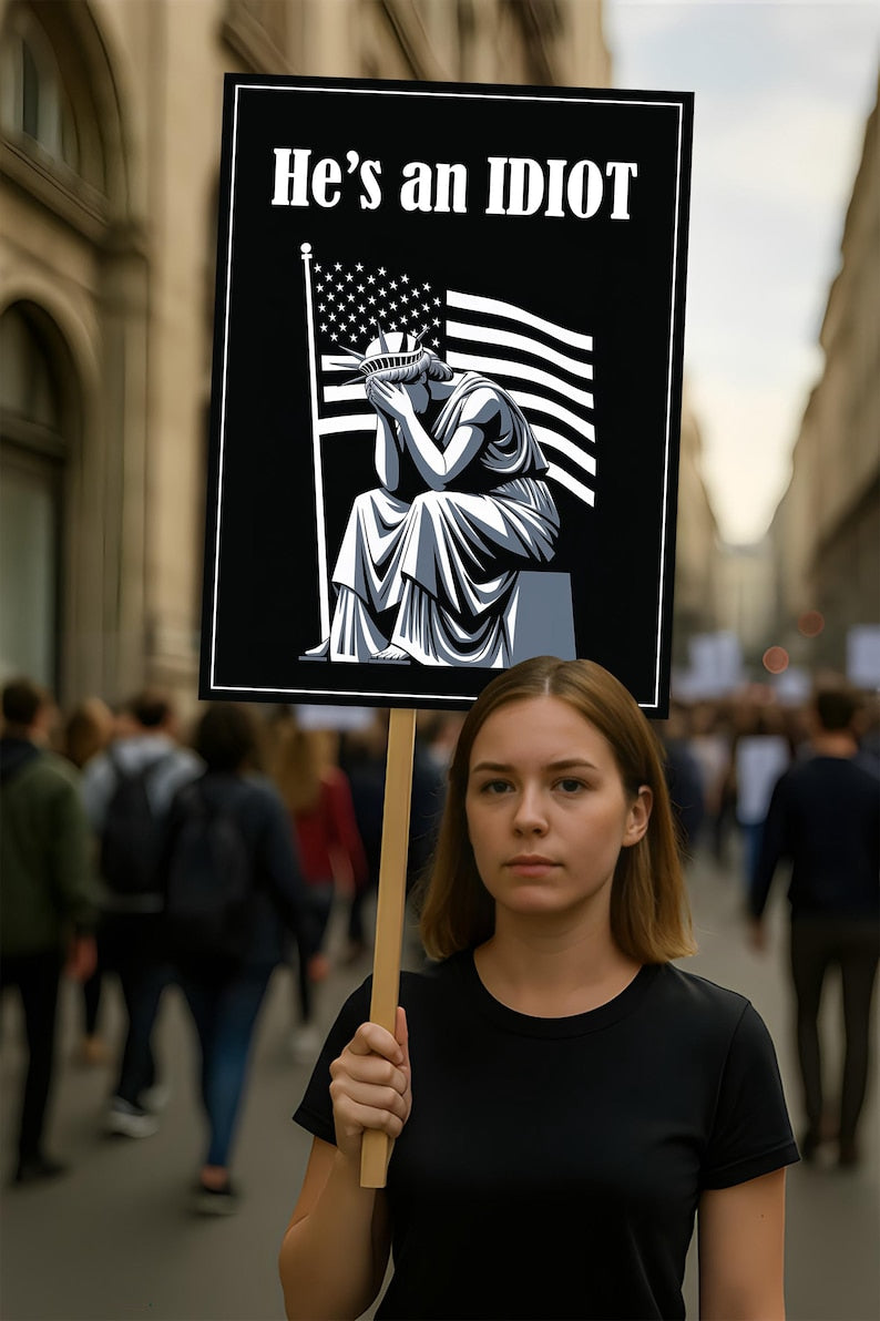 He is an IDIOT Protest Sign, Anti-Trump Resistance, Political Activist Poster, Rally Sign, Resist Fascism Protest Poster